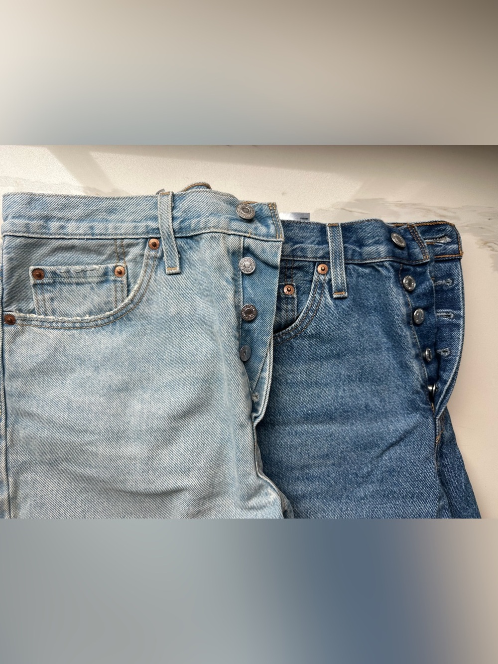 THREE Levi’s Denim Ribcage Shorts Thigh-high - Dark, Light & Mid Wash Size 28 - Picture 7 of 13